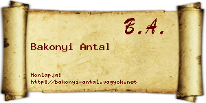 Bakonyi Antal névjegykártya